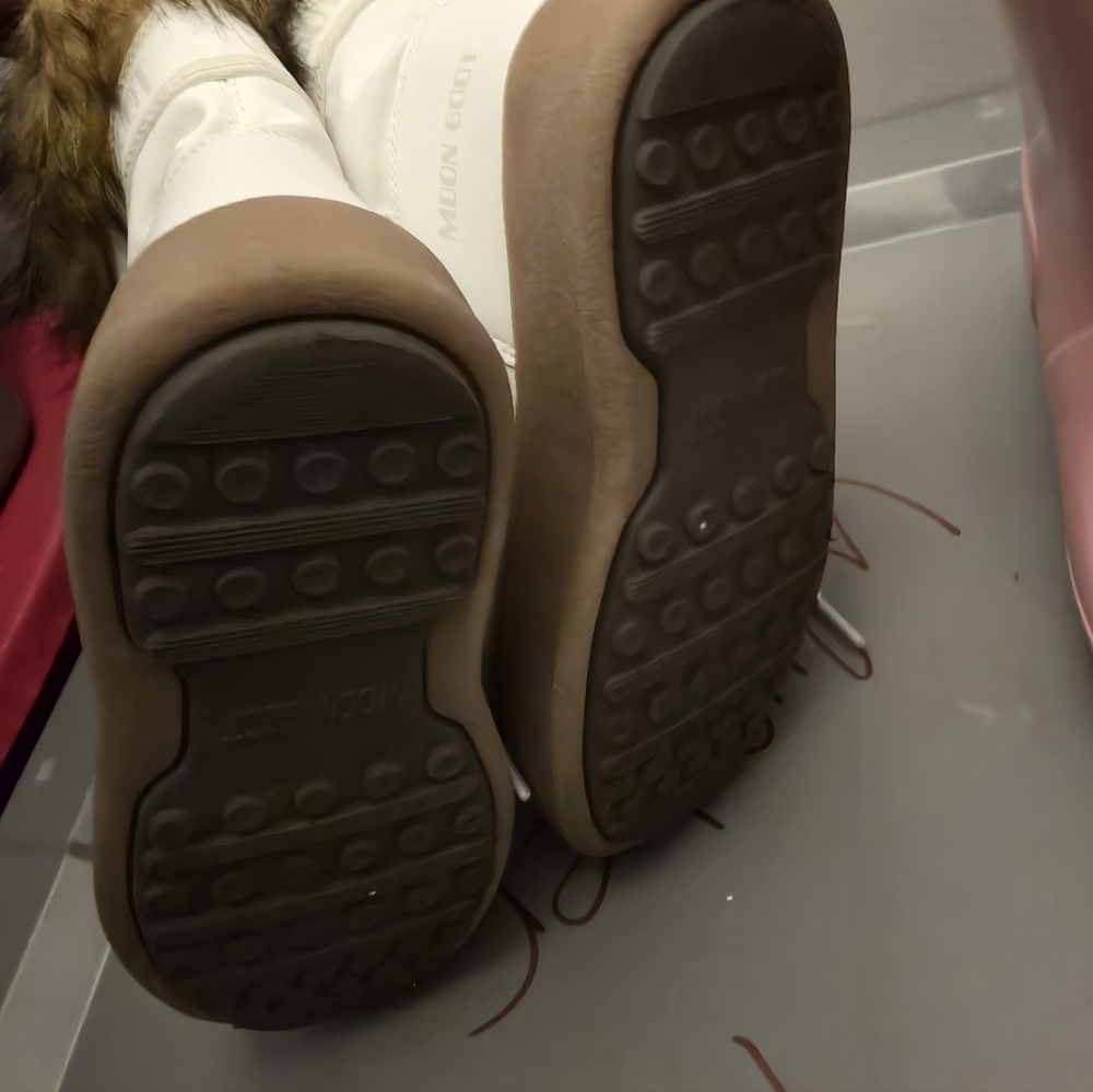 Moon Boot Kids White and Brown Winter Boots